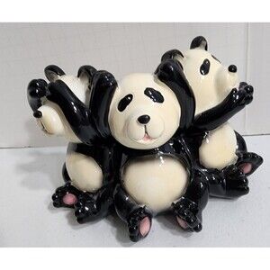 3 Pandas Coin Bank See No Evil Speak No Evil Speak No Evil Ceramic Blow Fish